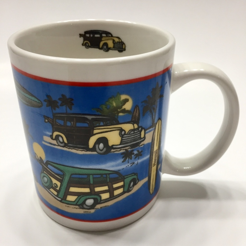 Woody Car Mug Surfboard Hawaii Cup 12 oz Mancave